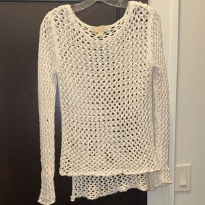 Michael Kors White Open-Knit Long Sleeve Sweater